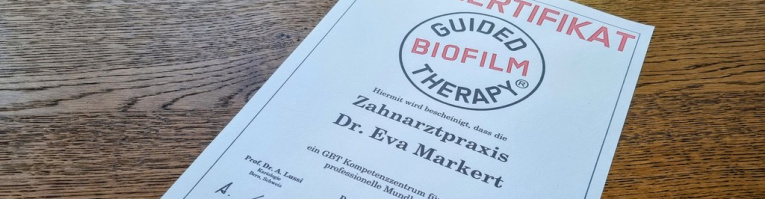 Guided Biofilm Therapy Zertifizierung - Zahnmedizin Schwabing Dr. Eva Markert